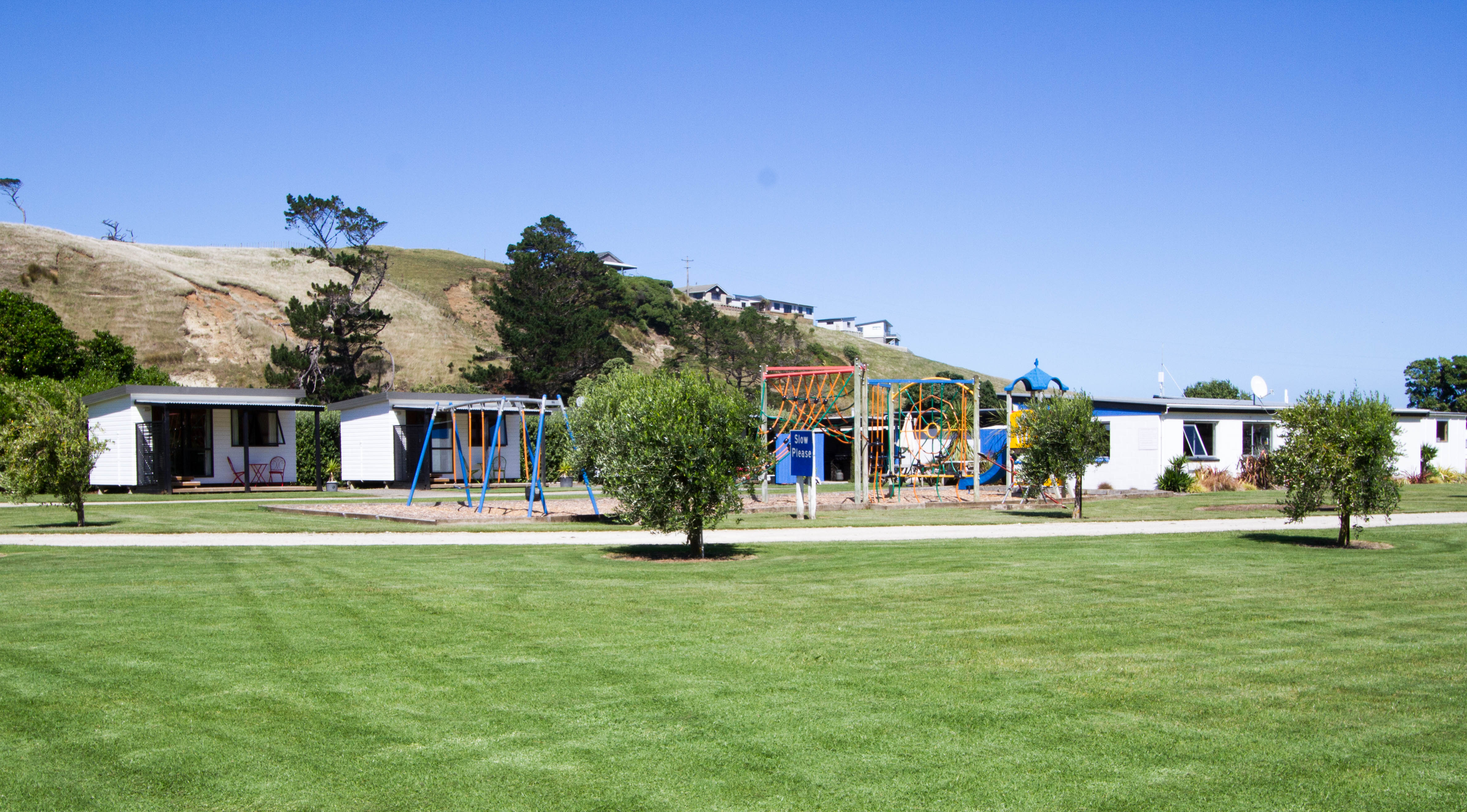 Trees and lawns at the holiday park